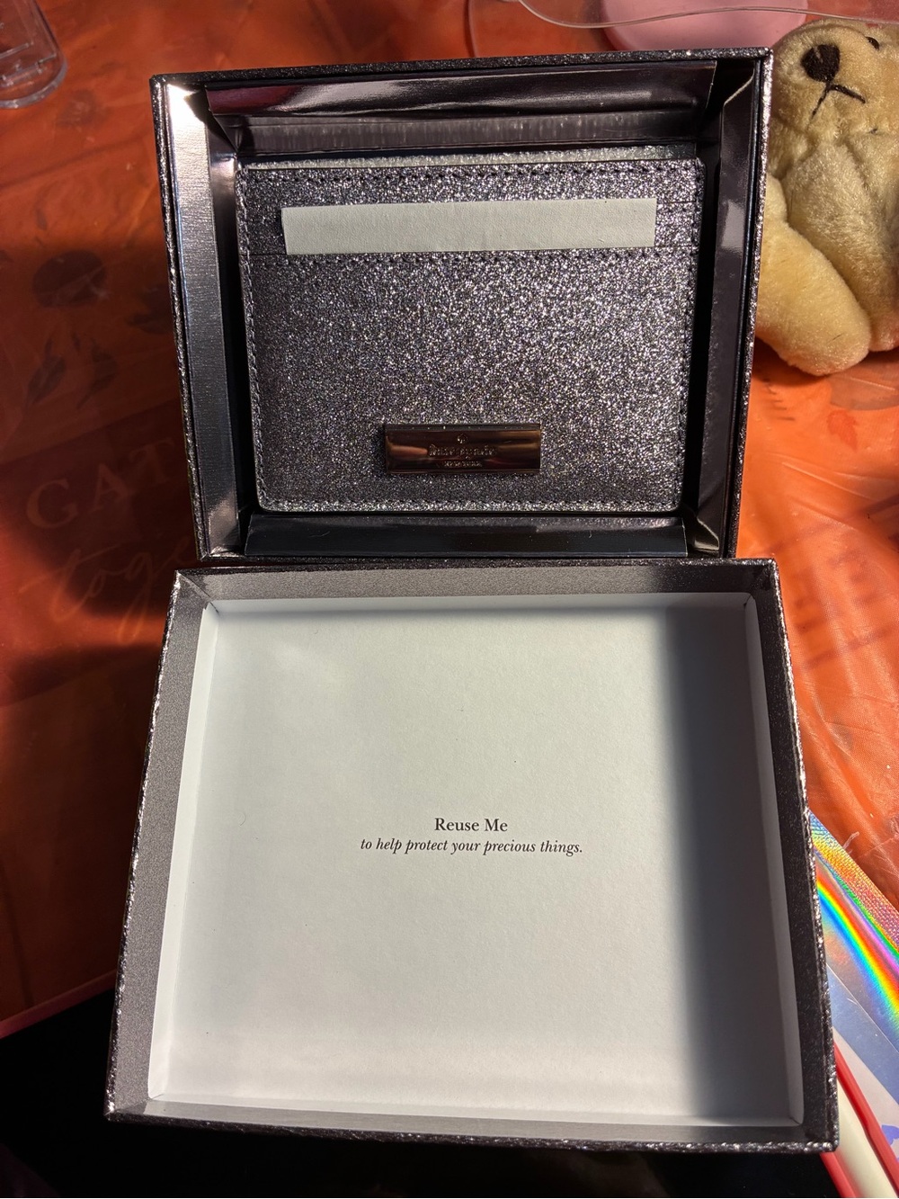 NIB & NWT Kate Spade Kenzie glitter small card holder in color Candied UHO! - Picture 4 of 8